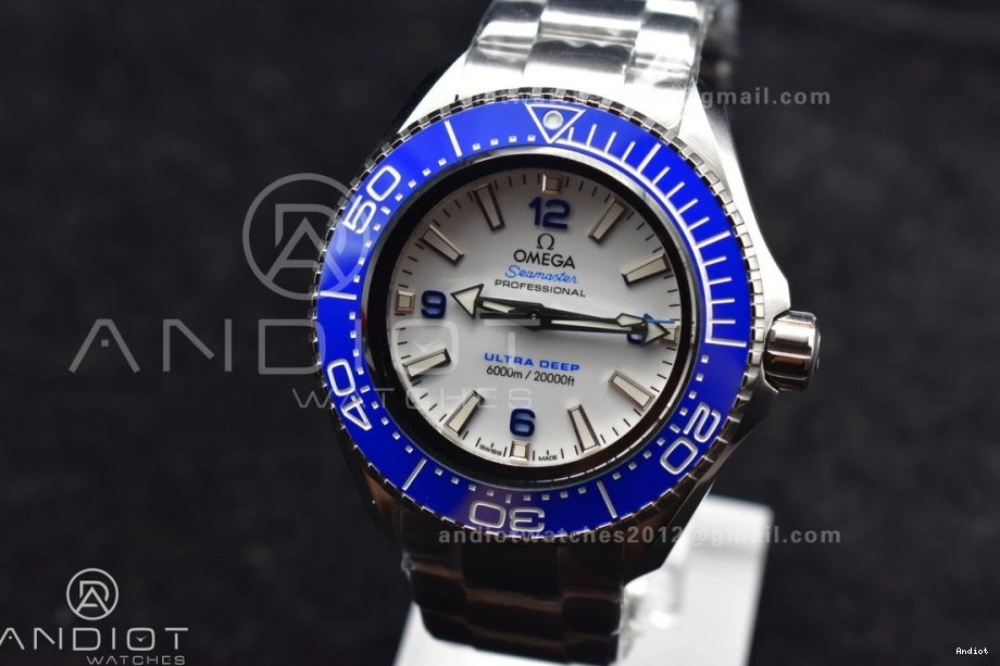 6000M A2824 Bezel on Best Bracelet Deep Ultra White SS Edition Dial Ceramic Seamaster Blue 1:1 TF SS 0213